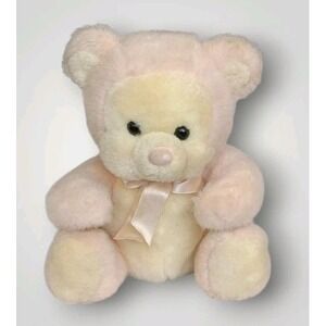 Russ Puffums Plush Bear Berrie Baby Rattle Teddy Stuffed Animal Chubby 8" Vtg